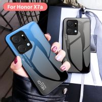 ใสดูหรูหราเคสกระจก⭐สำหรับ Honor X7a โทนสีอ่อน2023เคสกล้องกันกระแทกกระจกกันกระแทกฝาหลังเคสโทรศัพท์