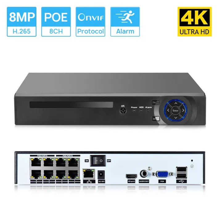 Hamrol 4K 8MP H.265 8CH กล้องวงจรปิด Poe Nvr เฝ้าระวังความปลอดภัยบันทึก ...