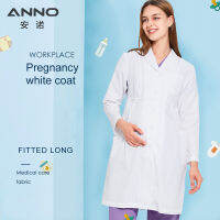 ANNO สีขาว Lab เสื้อการตั้งครรภ์หมอเครื่องแบบคลอดบุตร Coveralls ทนกว่าตั้งครรภ์ทางการแพทย์เสื้อผ้าคลินิกโดยรวมร้านขายยาชุด