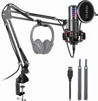 LILANZo USB Condenser Microphone for PC PS4, PS5 Streaming Singing Podcast Studio, Computer Cardioid Gaming Mic Kit for Recording YouTube with Boom Arm Stand Pop Filter, Mute Button, Volume, Echo