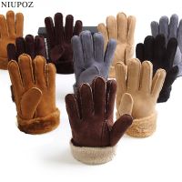 2017 Winter Thick Faux Wool Sheepskin Gloves Mittens Fashion Unisex Wind Suede Leather Fur Women Men Warmer Cycling Gloves G127