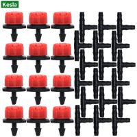 [NEW] KESLA 50PCS Adjustable Drippers 50PCS 4/7MM Barb Tee Connectors Micro Drip Irrigation Emitter Anti-Clogging for 1/4 39; 39; Hose