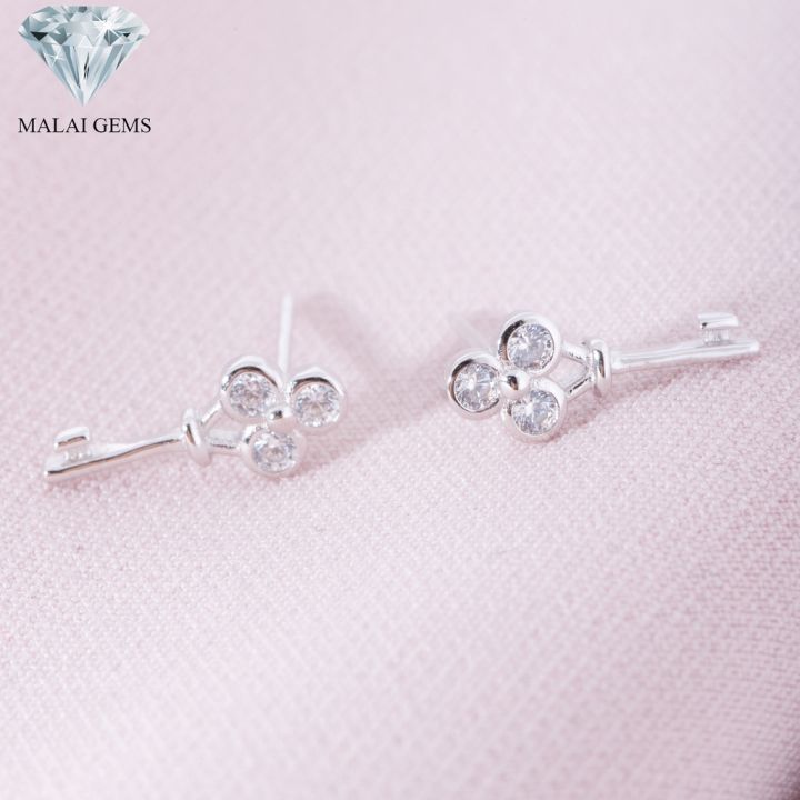 malai-gems-ต่างหูเพชร-เงินแท้-silver-925-เพชรสวิส-cz-เคลือบทองคำขาว-รุ่น-075-1ea101111-แถมกล่อง-ต่างหูcz-ต่างหูเงินแท้