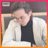 GMLV แว่นตากันแดด Unisex แว่นกันแดดกรอบเล็ก แว่นตาเลนส์สีใสแฟชั่นวินเทจ