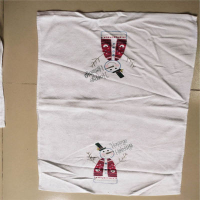 5Pcslot 38x58cm Christmas Snowman Tree Printed Cotton Kitchen Dishcloth Tea Towels Xmas Party Gift