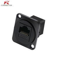 1PC RJ45 Connector CAT.6 D type 8P8C Metal Shell Copper Pins Panel Mount Chassis RJ45 Female Socket Network Connector