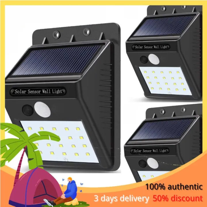 Lst Set Of 3 Solar Wall Light 20 Led Outdoor Waterproof Rechargeable Solar Power Pir Motion