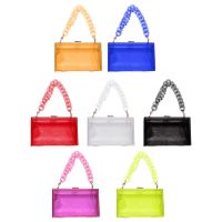 【YF】 Women Clear Acrylic Box Clutch Transparent Shoulder Bag for Concert with Detachable Chain Resin Short Strap Handbag Tote Purse