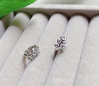 goodgift_station-??Leaf Hoop 925 sterling silver earrings ?? ต่างหูเงินแท้ ห่วงกลมแบบล็อค