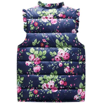 （Good baby store） New Winter Floral Vest Coat Girls Plum Flower Sleeveless Jacket Kids Fur Down Vest Jacket Baby Clothes Thick Outerwear Waistcoat