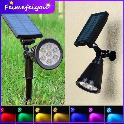 solar outdoor light waterproof solar garden lights wall lamp outdoor solar  spotlight 7 Colors in 1 lamp 2 install ways 7 LED 9 LED 12 LED with 2200mAH  rechargeable battery 