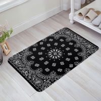 Black White Bandana Bohemia Bathroom Mat Corridor Carpet Kitchen Mat Entrance Door Mats Welcome Room Floor Prayer Rug Doormat