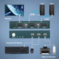 สวิตช์ Kvm สำหรับ Hdmi 2พอร์ต4K 60Hz USB 2.0ตัวเลือกสวิตช์2พอร์ตแชร์อุปกรณ์2พอร์ต USB 2.0สำหรับเมาส์และคีย์บอร์ด Kvm Switch Hub