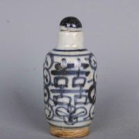 ►❄ Chinese Style Blue and White Porcelain Retro Chinese Word Design Snuff Bottle 3.54 inch