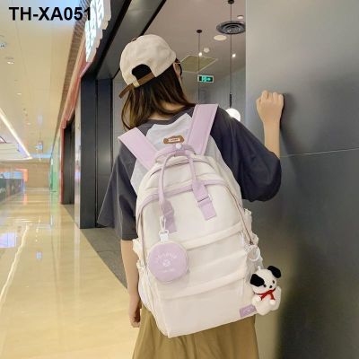 Multifunctional backpack in spring and summer new student class laptop bag small pure and fresh and large capacity solid color backpack