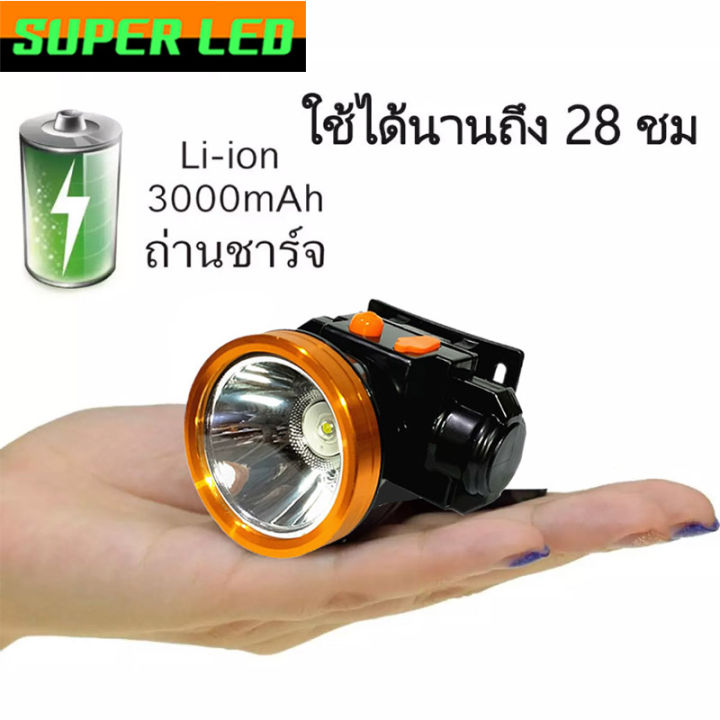 สินค้ายอดนิยม ไฟฉายคาดหัว แบตเตอรี่ลิเธียม3000mAh ขนาดเล็ก ไฟฉายติดศรีษะ ไฟฉายติดหน้าผาก หัวไฟ กรีดยาง ส่องสัตว์ จับกบ จับแมลง หาปลา ตกปลา