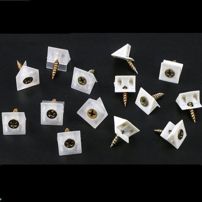 100pcs 45 Degree Shelf Bracket Transparent Seperator Fixed Support Angle Buckle Furniture Pressing Fixing Piece Small Corner