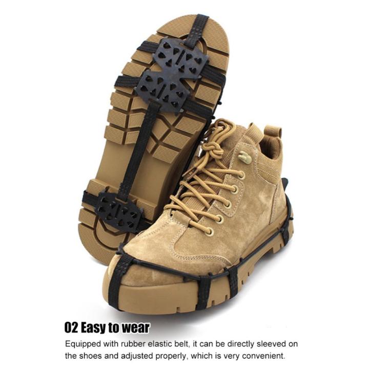 รองเท้าป้องกันความหนาวเย็นคลุมรองเท้าหิมะสตั๊ด24เม็ด-ที่จับรองเท้าพื้นตะปูยึดกันรองเท้าแบบสวมกันลื่นทนต่อการสึกหรอเหมาะสำหรับการเดินในฤดูหนาวกลางแจ้ง