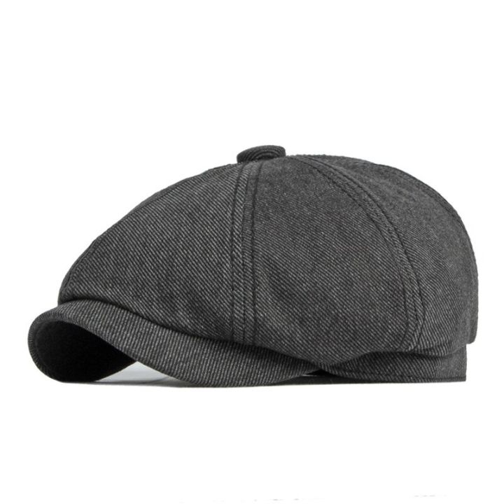หมวกเบเร่ต์แบบประดับตกแต่งแฉกแนวขนานเป็นรูปตัว-v-ล้วนสำหรับผู้ชายหมวกแปดเหลี่ยมผ้าฝ้ายอังกฤษหมวก-newsboy-ฤดูใบไม้ร่วง2022