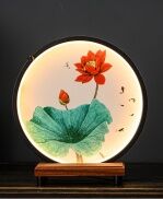 Kệ Đèn Led Trang Trí Tượng Liên Hoa Sen Đỏ Tặng Kèm Chuỗi Hạt