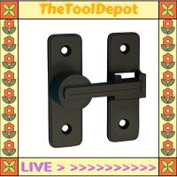 TheToolDepot ล็อคประตูสีดำทนทานสลักกลอนประตูโครงสร้างโลหะผสมสังกะสีหมุนได้180องศา