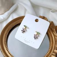 [COD] eyes 925 silver needle plated 14K real gold high-quality Korean version gradient diamond super grape ins earrings for women