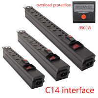 C14 interface รางปลั๊กไฟ pdu cabinet socket overload protection 2/3/4/5/6/7/89/9/10 way เต้าเสียบสากลซ็อกเก็ต