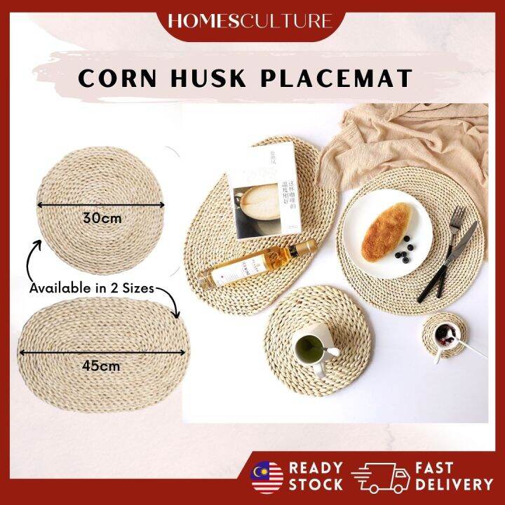 Japanese Style Natural Corn Husk Place Mat Table Placemat Natural Woven