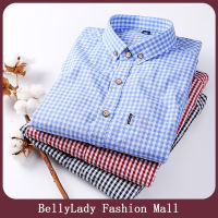 BellyLady เสื้อยืดผู้ชายแฟชั่นคอปกพิมพ์ลายแขนยาวลายสก๊อตเสื้อคาร์ดิแกนเสื้อลำลองผ้าฝ้ายเข้ารูปฤดูร้อน