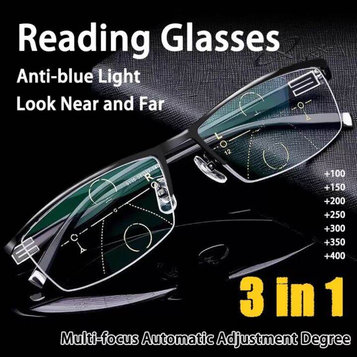 FG 3 IN 1 New Bifocal Reading Glasses for Men Adjustable Vision