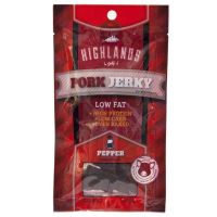 Highlands Pork Jerky Low Fat Pepper 35g. ไฮแลนด์ หมูอบแห้ง แดดเดียว ไขมันต่ำ รสพริกไทย 35กรัม