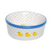 Little Yellow Duck Ceramic Cat Dog Bowl Dish with Wood Stand No Spill Pet Food Water Feeder Cats Small Dogs Pet Bowl