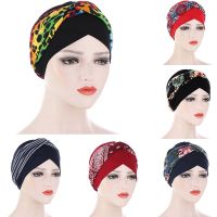 【YF】 Europe and The United States Fashion Hooded Turban Hat Printing Headband Dome Flower Muslim Ladies