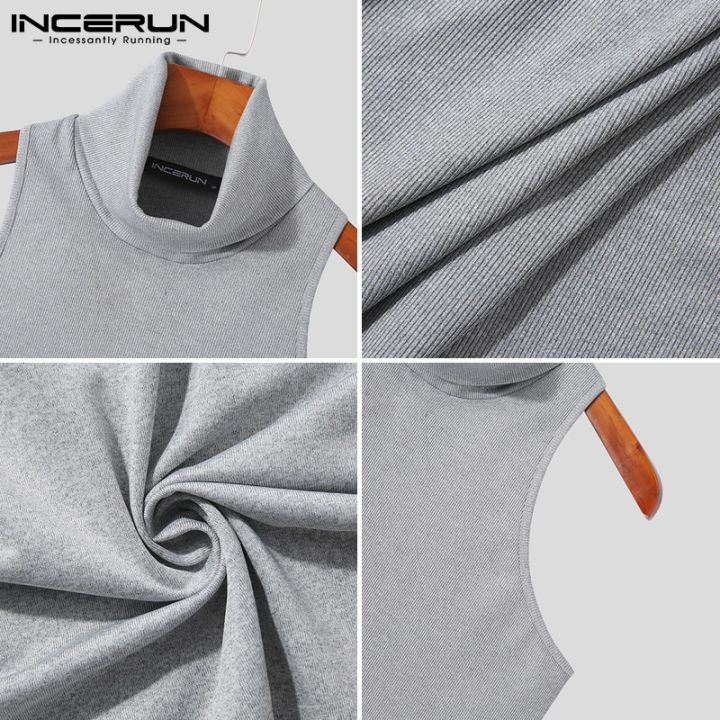 incerun-เสื้อเชิ๊ตแขนยาวสำหรับผู้ชาย-2ชิ้นเสื้อเชิ๊ตคอสูงเสื้อทีเชิ๊ตเสื้อปาร์ตี้-เสื้อผ้าลำลอง-2