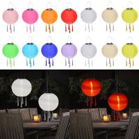 8/10inch Solar Lantern Chinese Round Hanging Lamp Waterproof Nylon Solar Lantern LED Light For Outdoor Garden Party Decoration Outdoor Lighting