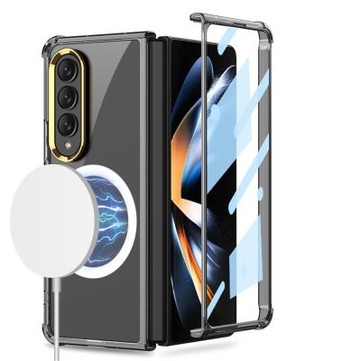 เคสโทรศัพท์มือถือกระจกนิรภัย แบบใส ป้องกันหน้าจอ ในตัว และถุงลมนิรภัย 4 มุม สําหรับ Samsung Galaxy Z Fold 4 5G 2022 Z Fold 4 jo