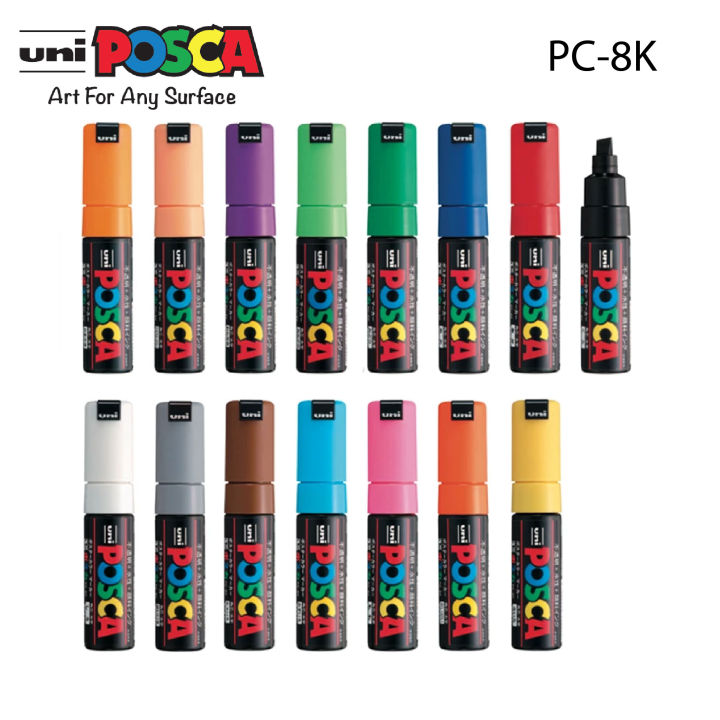 Posca Paint Markers Set of 4 Fluorescent Colours - 8.0mm Bold