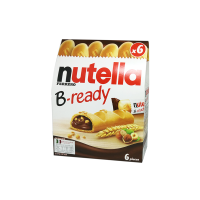 Nutella b-ready 6 เวเฟอร์สอดไส้นูเทลล่าและเฮเซลนัตกล่อง 6 ชิ้น