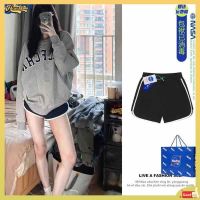 กางเกงขาสั้นสาวอวบ กางเกงขาสั้นคนอ้วน NASA cotton shorts womens summer design sense niche wear high-waisted A-line pants to show thin athleisure wide-leg pants กางเกงขายาว