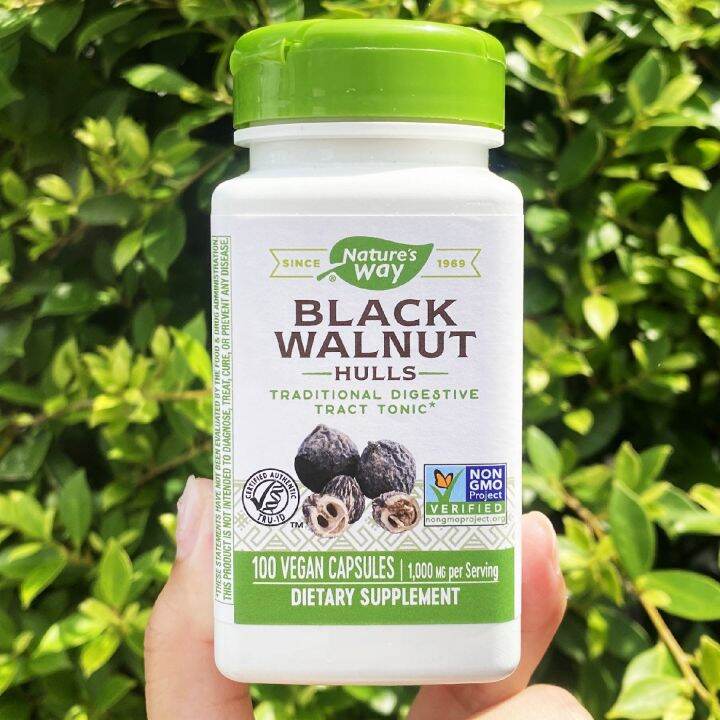 เปลอกวอลนทสดำสกด Black Walnut Hulls 1000 mg 100 Vegetarian Capsules