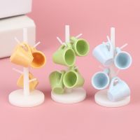 【YF】✕✹  Dollhouse Miniature Dining Room Bar With Cup Wine Cups Plastic Rack Holder Decals