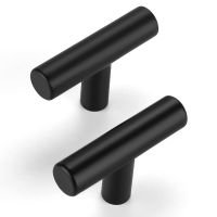 5 Pack Metal Matte Black Cabinet Handle, Handle Knob for Cabinets and Drawers, Single Hole T Knob