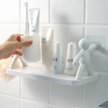 New Creative Bathroom Storage Shelves Cute White Doll Villain