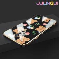 Jlingji เคสโทรศัพท์กันกระแทกสำหรับ Oneplus 8 8 Pro 8T,เคสโทรศัพท์ขอบด้านข้างลายหมีดอกไม้การ์ตูนเคสนิ่มแบบดั้งเดิมทรงสี่เหลี่ยมเคสป้องกันกล้องหลังเต็มรูปแบบ