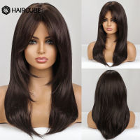 Long Wavy Layered Black Shoulder-Length Wigs With Bangs Heat Resistant Synthetic Wigs for Women Cosplay Daily Natural Wigs