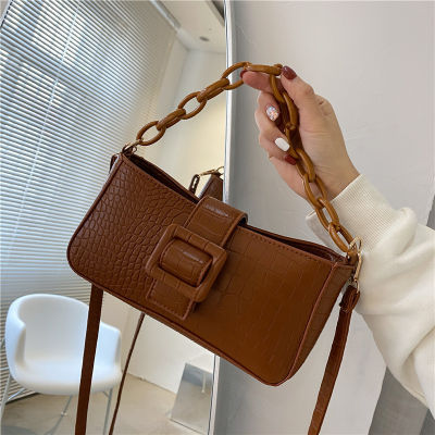2021 New Summer Texture Western Style Chain Ins Small Square Bag Fashion Simple Korean Style Shoulder Bag