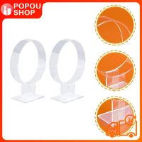 POPOUSHOP 2 ชิ้นอะคริลิคาดศีรษะยืนแสดงยืนผมเดี่ยว HOOPs คาดศีรษะที่เก็บข้อมูลผู้ถือ