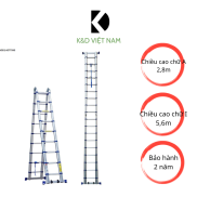 Thang nhôm rút gọn chữ A Advindeq ADT709B Chữ I 5,6m chữ A 2,8m