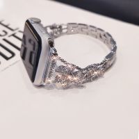 ┇❀☋ Smart Watch Bracelet Strap for Apple iWatch 1/2/3/4/5/6/SE 44/40/38mm/mm Crystal Clover Metal watchband For Apple watch band