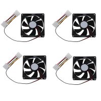 4X DC 12V 4 Pin Black Plastic PC Cooling Fan 90mm x 90mm x 25mm